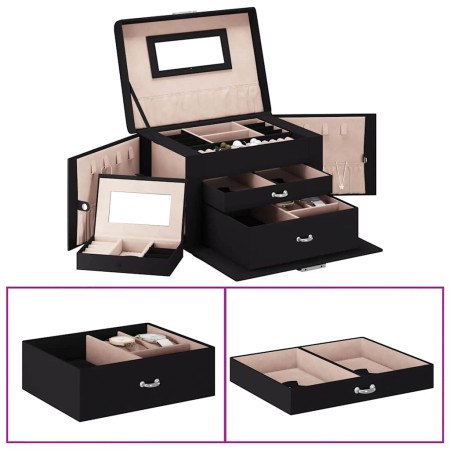 Joyero de 3 niveles con espejo y cerradura negro 26x18x17,5 cm von , Schmuckständer - Ref: Foro24-4103559, Preis: 45,82 €, Ra...