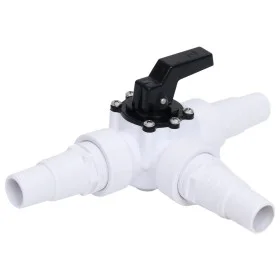 White and Black Pool 3-Way Ball Valve by vidaXL, Pool and spa accessories - Ref: Foro24-313995, Price: 29,90 €, Discount: %