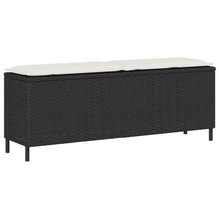 Banco de jardín con cojín negro 110x30x40,5 cm ratán sintético by , garden benches - Ref: Foro24-4104154, Price: 92,09 €, Dis...