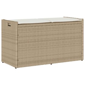 Banco de almacenaje con cojín beige 100 cm ratán sintético von , Gartenbänke - Ref: Foro24-4104064, Preis: 135,59 €, Rabatt: %