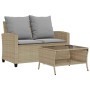 Sofá jardín de 2 plazas con cojín y mesa beige ratán sintético by , Outdoor sofas - Ref: Foro24-4103848, Price: 228,00 €, Dis...