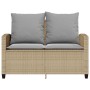 Sofá jardín de 2 plazas con cojín y mesa beige ratán sintético by , Outdoor sofas - Ref: Foro24-4103848, Price: 228,00 €, Dis...