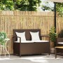 Banco de jardín con almacenaje y cojín marrón ratán sintético de , Bancos de jardín - Ref: Foro24-4104212, Precio: 189,00 €
