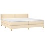 Cama box spring con colchón tela color crema 200x200 cm