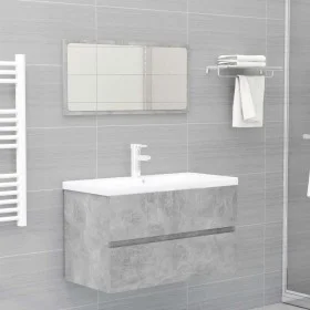 2-teiliges Badezimmermöbelset aus betongrauem Sperrholz von vidaXL, Badezimmermöbel - Ref: Foro24-804885, Preis: 72,22 €, Rab...