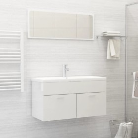 Set muebles de baño 2 piezas madera contrachapada blanco brillo de vidaXL, Muebles de baño - Ref: Foro24-804806, Precio: 89,4...
