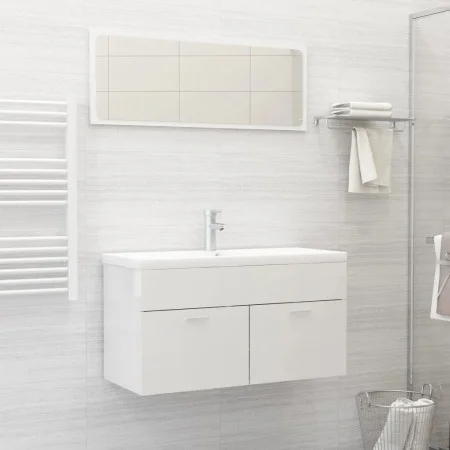 Badezimmermöbel Set 2 Stück Sperrholz glänzend weiß von vidaXL, Badezimmermöbel - Ref: Foro24-804806, Preis: 81,81 €, Rabatt: %