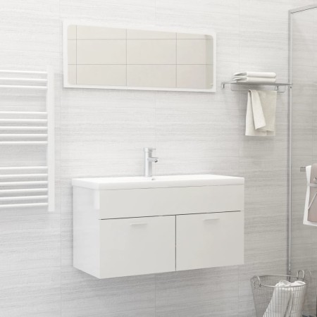 Badezimmermöbel Set 2 Stück Sperrholz glänzend weiß von vidaXL, Badezimmermöbel - Ref: Foro24-804806, Preis: 89,44 €, Rabatt: %