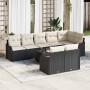 Conjunto de sofá de jardín con cojín 9 pcs Negro Poliratán