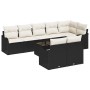 Conjunto de sofá de jardín con cojín 9 pcs Negro Poliratán