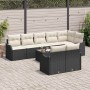 Conjunto de sofá de jardín con cojín 9 pcs Negro Poliratán