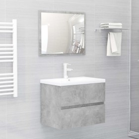 Set muebles de baño 2 piezas madera contrachapada gris hormigón