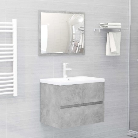 2-teiliges Badezimmermöbelset aus betongrauem Sperrholz von vidaXL, Badezimmermöbel - Ref: Foro24-804876, Preis: 57,49 €, Rab...