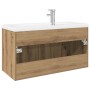 Mueble para lavabo con lavabo empotrado artesanal de roble de , Muebles de baño - Ref: Foro24-3328910, Precio: 307,16 €, Desc...