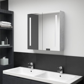 Armario de baño con espejo LED gris hormigón 62x14x60 cm by vidaXL, bathroom vanities - Ref: Foro24-326518, Price: 109,73 €, ...