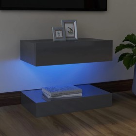 Mueble para TV con luces LED gris brillante 60x35 cm