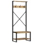 Perchero de madera maciza de mango rugoso 80x40x190 cm de , Estantes y estanterías - Ref: Foro24-4015961, Precio: 133,98 €, D...