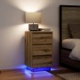 Mesilla de noche con luces LED roble artesanal 38x34x65 cm de , Mesitas de noche - Ref: Foro24-861309, Precio: 74,58 €, Descu...