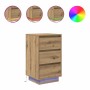 Mesilla de noche con luces LED roble artesanal 38x34x65 cm de , Mesitas de noche - Ref: Foro24-861309, Precio: 74,58 €, Descu...