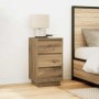 Mesilla de noche con luces LED roble artesanal 38x34x65 cm de , Mesitas de noche - Ref: Foro24-861309, Precio: 74,58 €, Descu...