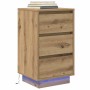 Mesilla de noche con luces LED roble artesanal 38x34x65 cm de , Mesitas de noche - Ref: Foro24-861309, Precio: 74,58 €, Descu...