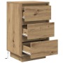 Mesilla de noche con luces LED roble artesanal 38x34x65 cm de , Mesitas de noche - Ref: Foro24-861309, Precio: 74,58 €, Descu...