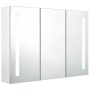 Mueble de baño con espejo LED blanco brillante 89x14x62 cm