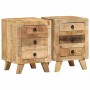 Mesilla de noche 2 uds 37x32x50 cm madera mango rugosa de , Mesitas de noche - Ref: Foro24-4104516, Precio: 248,76 €, Descuen...