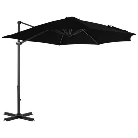 Sombrilla voladiza con poste de aluminio negro 300 cm de vidaXL, Sombrillas - Ref: Foro24-46988, Precio: 101,94 €, Descuento: %