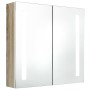 Armario de baño con espejo y LED blanco y roble 62x14x60 cm de vidaXL, Tocadores de baño - Ref: Foro24-326523, Precio: 124,75 €