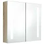 Badezimmerschrank mit Spiegel und LED Weiß und Eiche 62x14x60 cm von vidaXL, Badezimmerwaschtische - Ref: Foro24-326523, Prei...