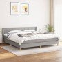 Cama box spring con colchón tela gris claro 200x200 cm en Camas y somieres | Comprar online en Foro24