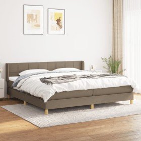 Cama box spring con colchón tela gris taupe 200x200 cm en Camas y somieres | Comprar online en Foro24