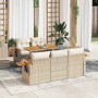 Set sofás jardín y cojines 6 pzas ratán sintético acacia beige by , Garden sets - Ref: Foro24-3327551, Price: 531,06 €, Disco...
