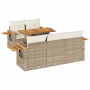 Set sofás jardín y cojines 6 pzas ratán sintético acacia beige by , Garden sets - Ref: Foro24-3327551, Price: 531,06 €, Disco...