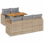 Set sofás jardín y cojines 6 pzas ratán sintético acacia beige by , Garden sets - Ref: Foro24-3327440, Price: 462,26 €, Disco...