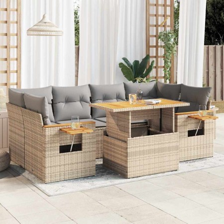 Set sofás jardín y cojines 7 pzas ratán sintético acacia beige von , Gartensets - Ref: Foro24-3327566, Preis: 533,56 €, Rabat...
