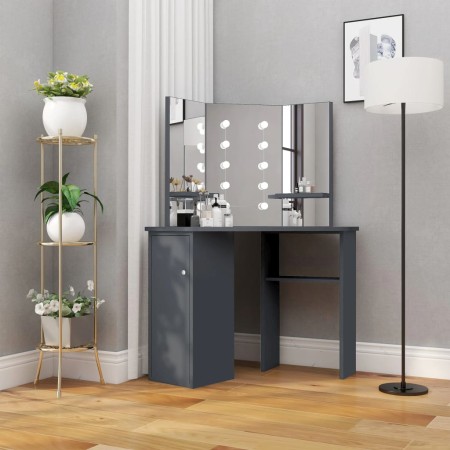 Tocador de esquina con LED gris 111x54x141,5 cm by vidaXL, Bedroom Dressers - Ref: Foro24-326532, Price: 167,36 €, Discount: %