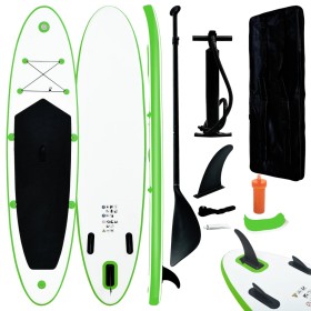 Juego de tabla de paddle surf hinchable verde y blanco
