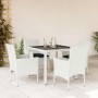 Set comedor jardín 5 pzas cojines ratán sintético vidrio blanco by , Garden sets - Ref: Foro24-3278580, Price: 354,32 €, Disc...