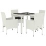 Set comedor jardín 5 pzas cojines ratán sintético vidrio blanco by , Garden sets - Ref: Foro24-3278580, Price: 354,32 €, Disc...