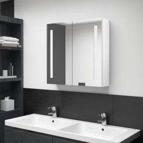Armario de baño con espejo LED blanco brillante 62x14x60 cm