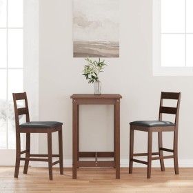 Taburetes de bar con cojines 2 uds madera maciza marrón caucho von , Küchenhocker - Ref: Foro24-4102556, Preis: 142,19 €, Rab...
