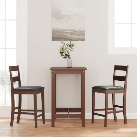 Taburetes de bar con cojines 2 uds madera maciza marrón caucho von , Küchenhocker - Ref: Foro24-4102556, Preis: 142,19 €, Rab...