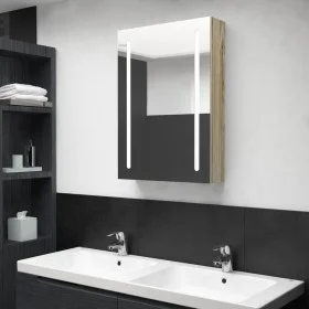 Armario de baño con espejo y LED color roble 50x13x70 cm de vidaXL, Tocadores de baño - Ref: Foro24-326499, Precio: 132,93 €,...