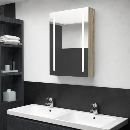 Armario de baño con espejo y LED color roble 50x13x70 cm de vidaXL, Tocadores de baño - Ref: Foro24-326499, Precio: 135,40 €,...