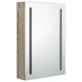 Armario de baño con espejo y LED color roble 50x13x70 cm de vidaXL, Tocadores de baño - Ref: Foro24-326499, Precio: 135,40 €,...