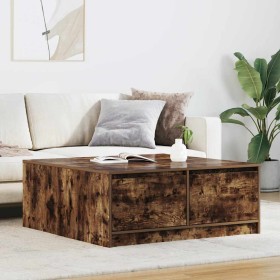 Mesa de centro con cajones roble ahumado 100x100x40 cm by , Coffee table - Ref: Foro24-3328403, Price: 140,18 €, Discount: %