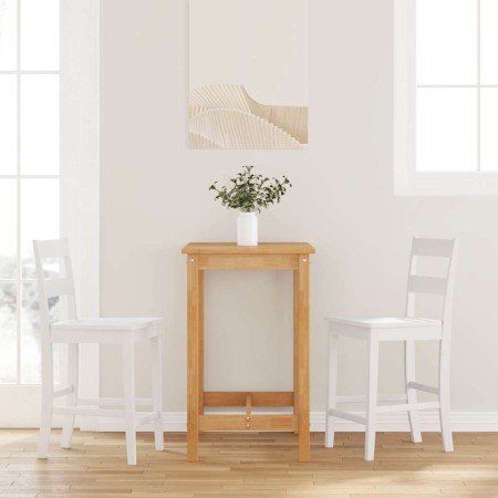 Taburetes de bar 2 uds madera maciza blanca caucho by , Kitchen stools - Ref: Foro24-4102561, Price: 143,58 €, Discount: %