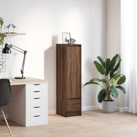 Aparador alto roble marrón 29,5x34x119,5 cm madera ingeniería by , Sideboards - Ref: Foro24-861658, Price: 71,52 €, Discount: %